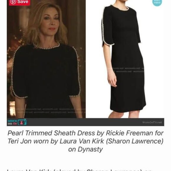 Teri Jon by Rickie Freeman Women's Pearl Trim Black Sheath Dress - Size 14 NWT - Picture 9 of 9